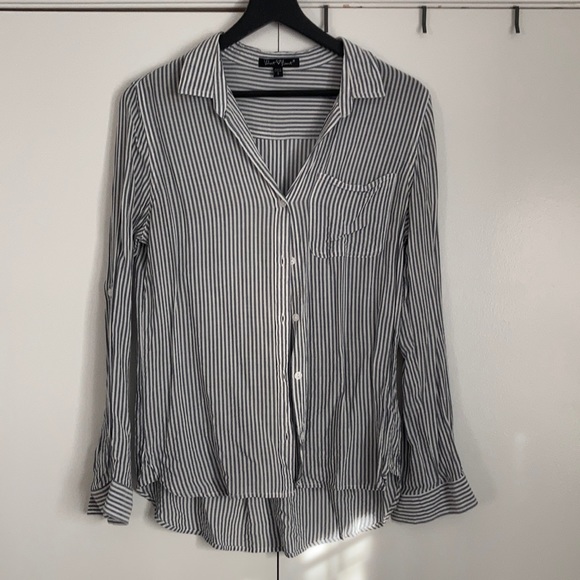 Velvet Heart Blue/White Stripe Button Down Blouse - Small - Picture 1 of 4